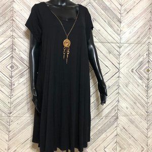 french atmosphere 1X black stretch tunic dress